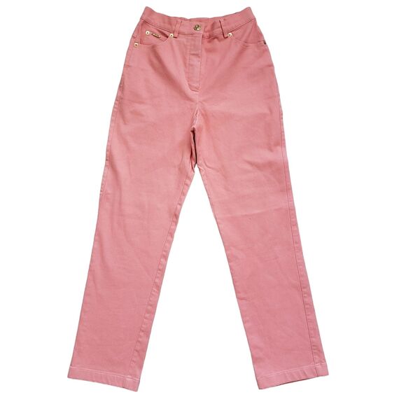 St. John Sport Marie Gray Pants Womens Size 2 Pink Straight Leg Preppy Vintage - Picture 1 of 12